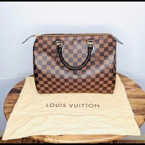 Louis Vuitton Speedy 30 w/ scarf &  blk puff charm